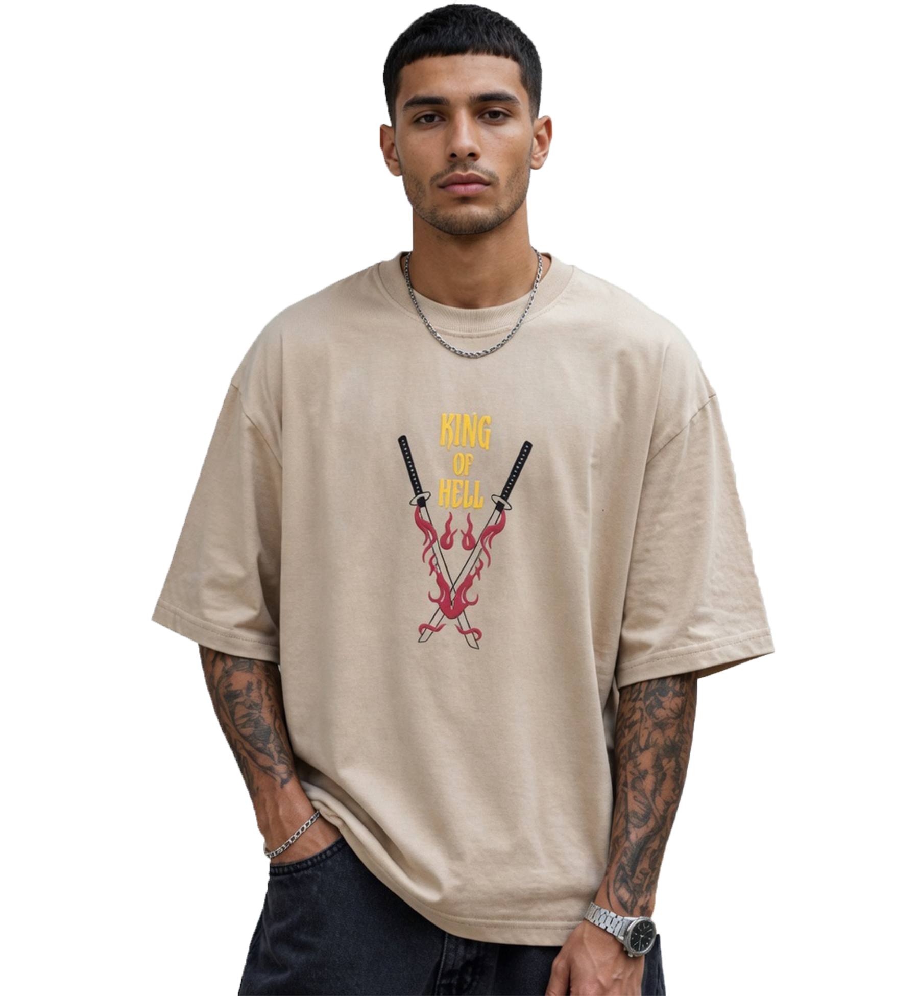 King of Hell Oversized Anime Graphic T-Shirt