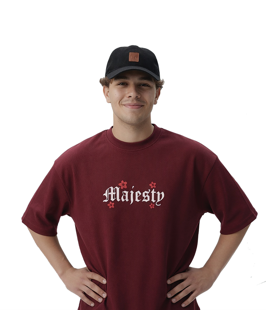 “Majestic Chaos” Oversized Tee (Maroon)