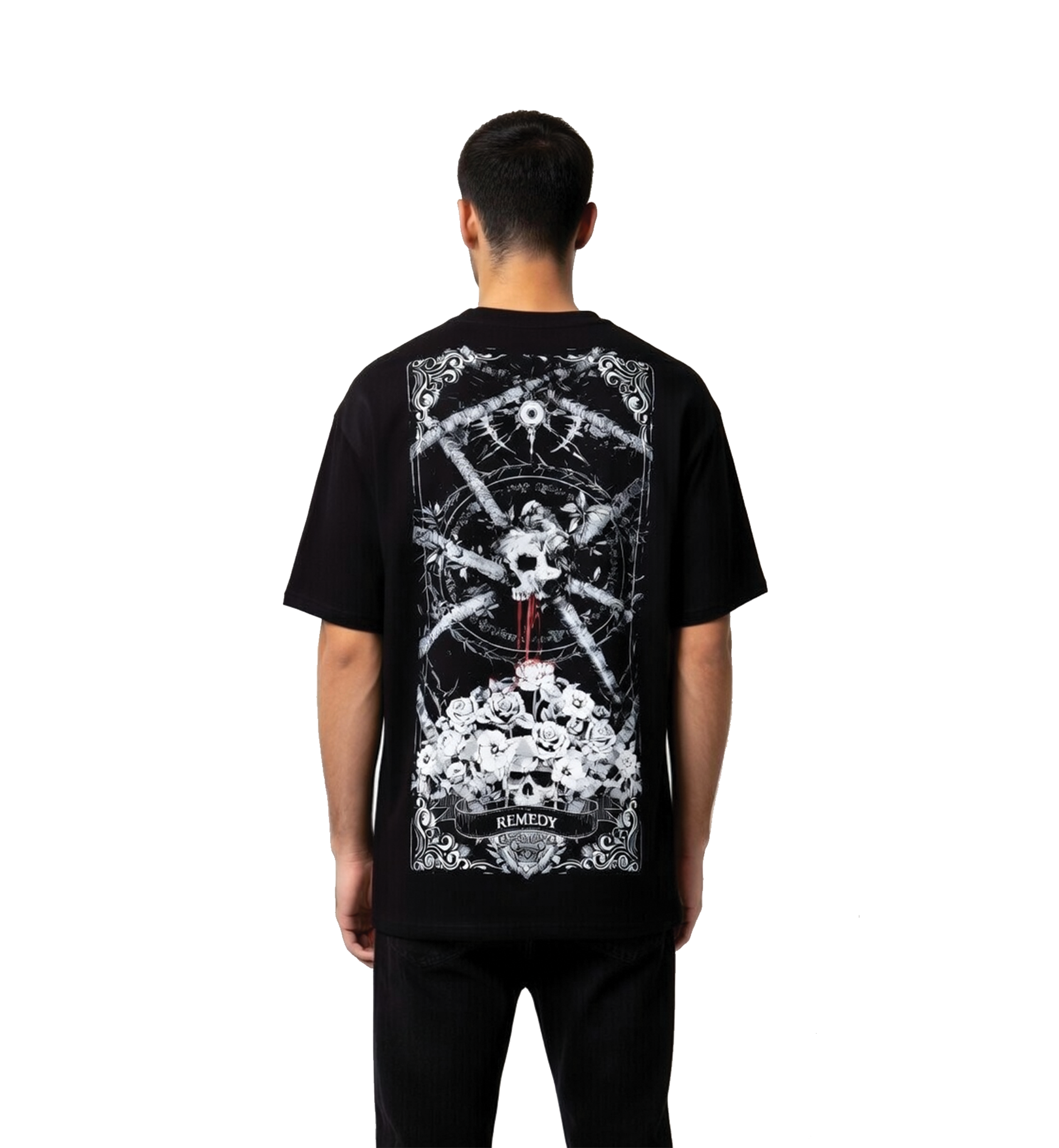 THR | REMEDY "Cursed Bloom" Oversized BLACK TEE