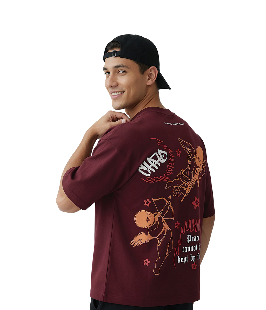 “Majestic Chaos” Oversized Tee (Maroon)